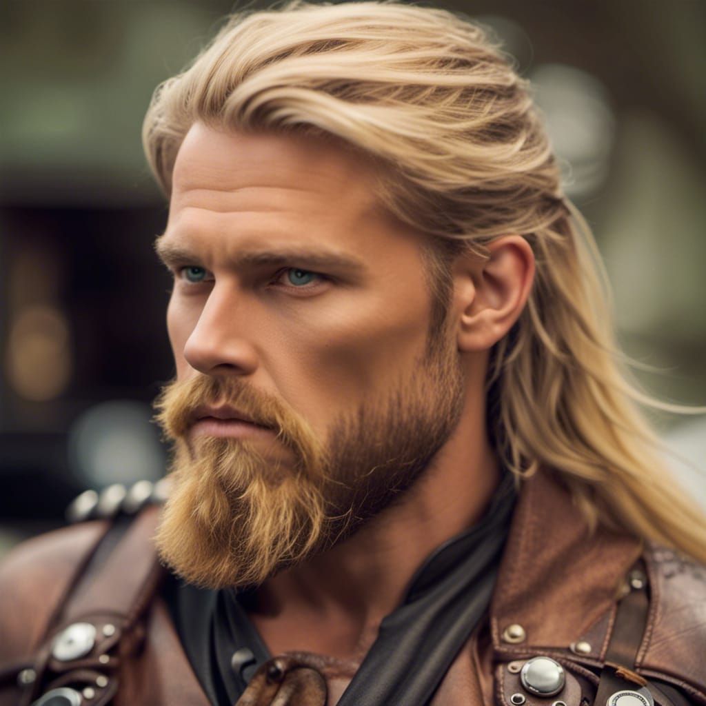 Attractive Viking looking male 35+ blond/brown hair and bear...