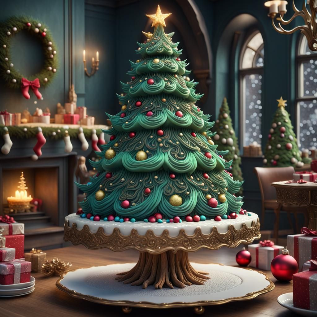 Yummy Christmas Tree Cake Sculpture   by @JessBoz