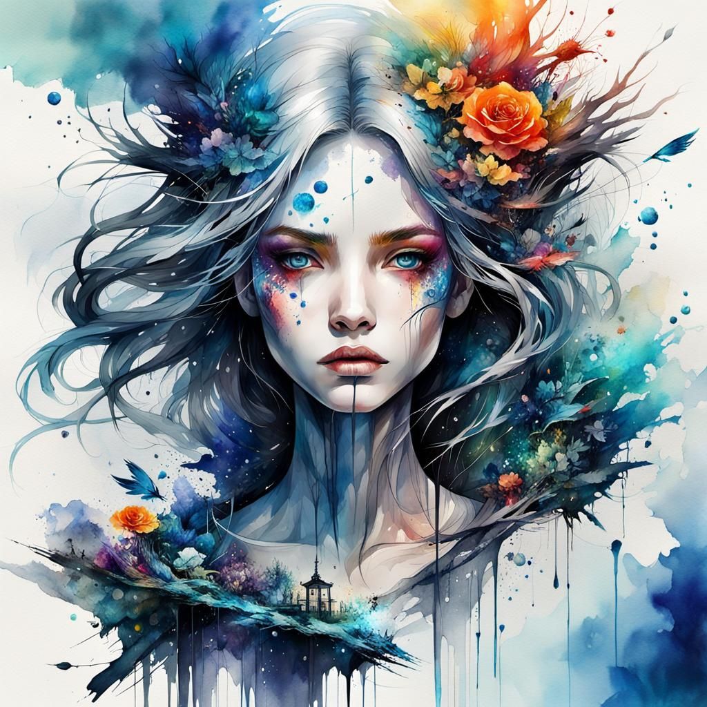 Epic Serene Landscape in Watercolor Art Style