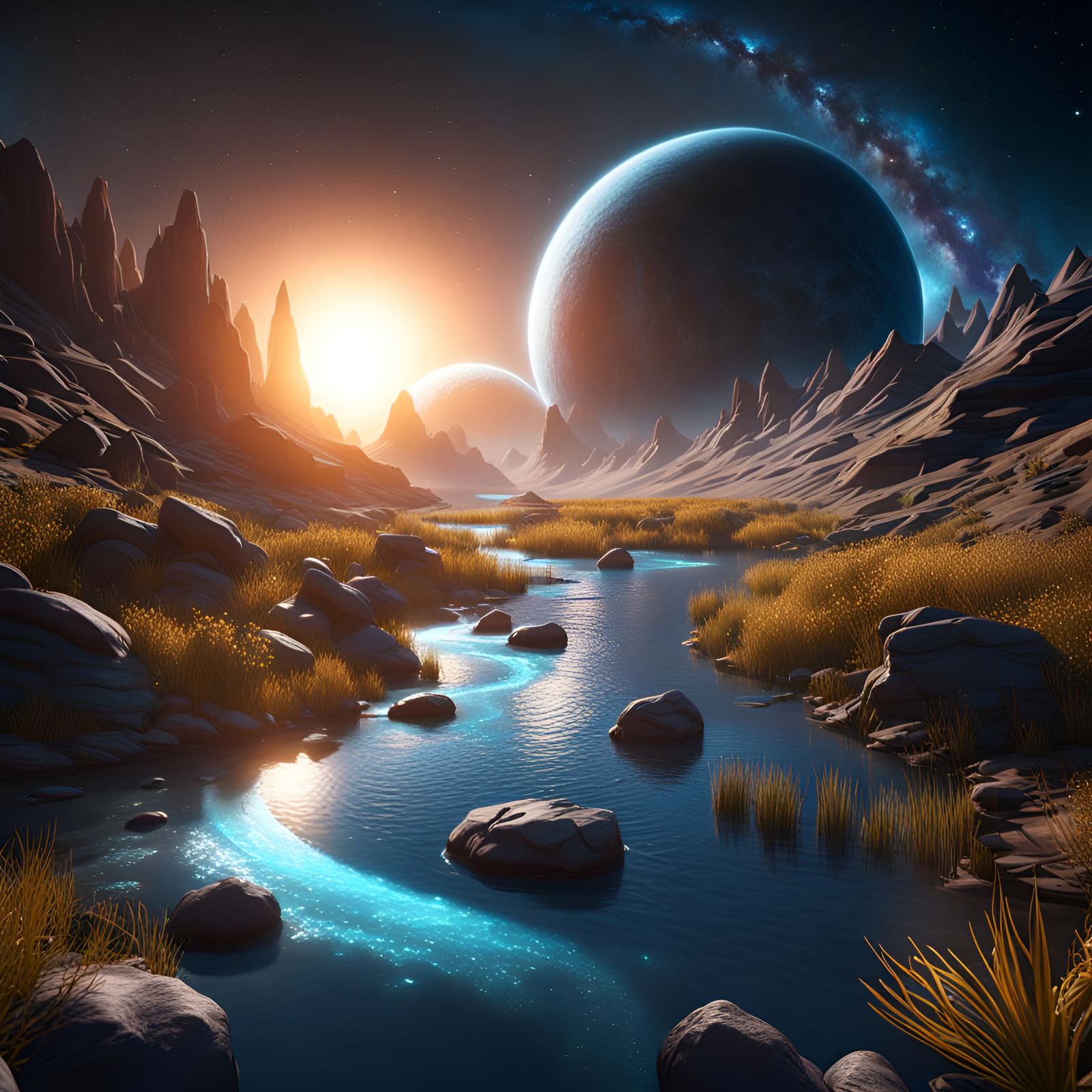 gorgeous river streams through outer space moments after the...