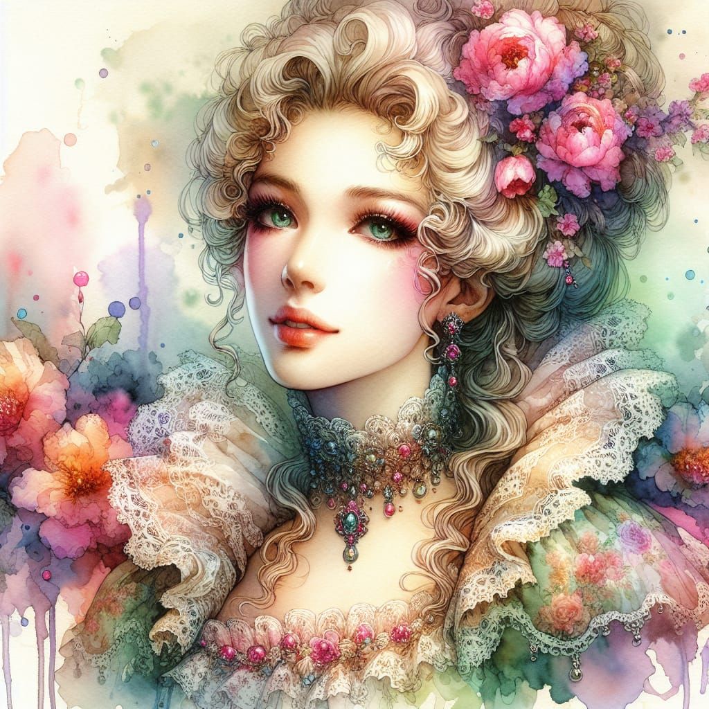 (Portrait of a super charming Victorian-era girl from the no...