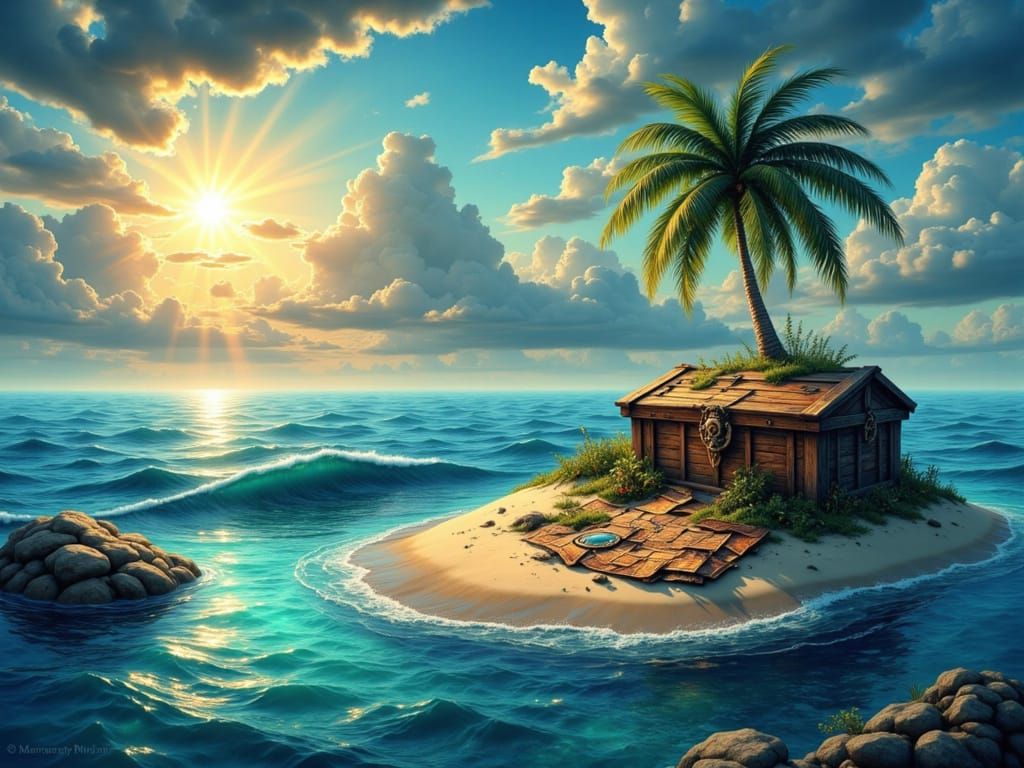 Pirate Discovers Treasure Island Loot