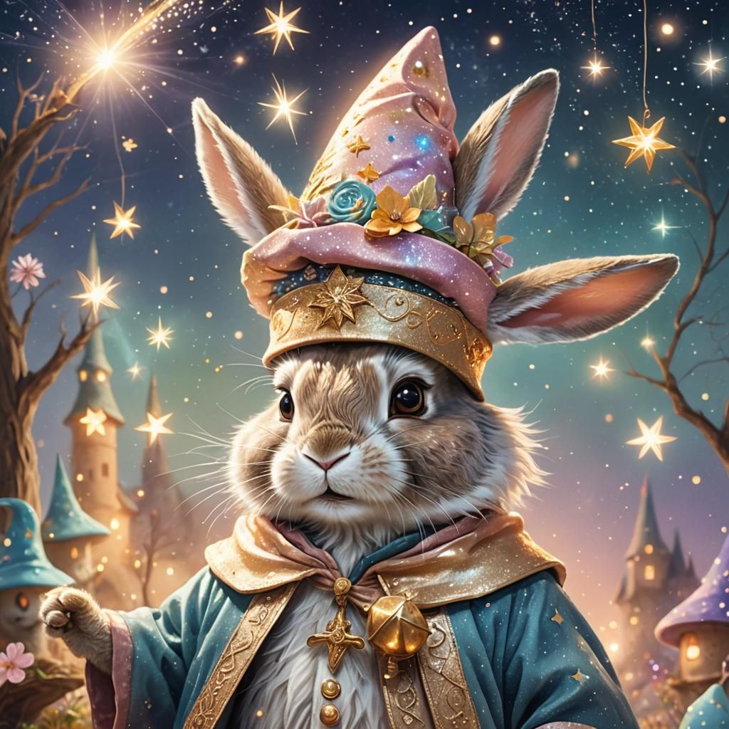 Bunny Magician Pulls Wizard From Hat