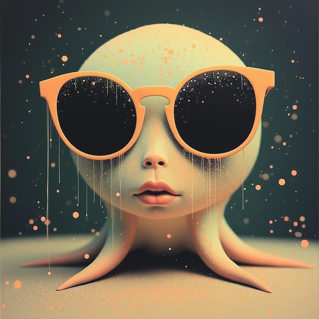 <lora:flowingDream:1.0> surreal portrait of an alien starfish wearing sunglasses 