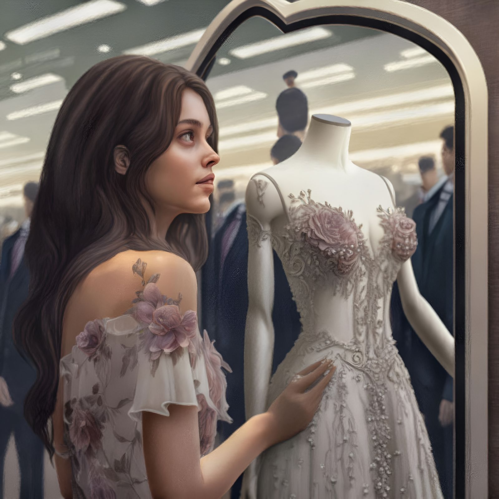 Midjourney: Prom Dress Shopping (also, I think she’s a vampire)