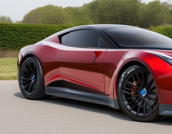 a 2029 Tesla sports car with monster mudder wheels - AI Generated ...