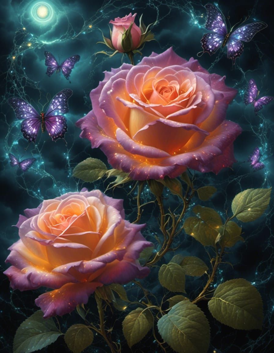 Lash roses <lora:Bioluminescent craft:1.0> 