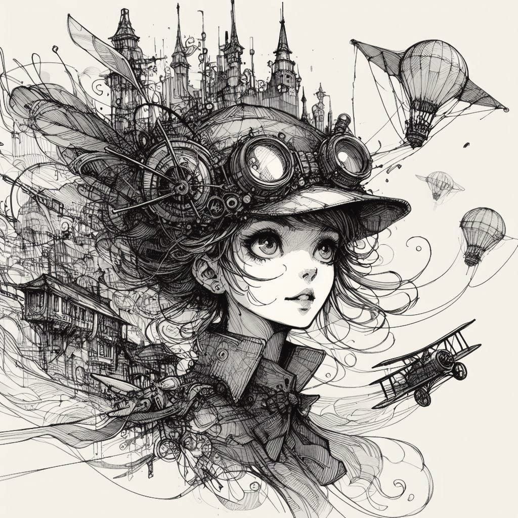 Urban Sketch, Steampunk Adventurer v4