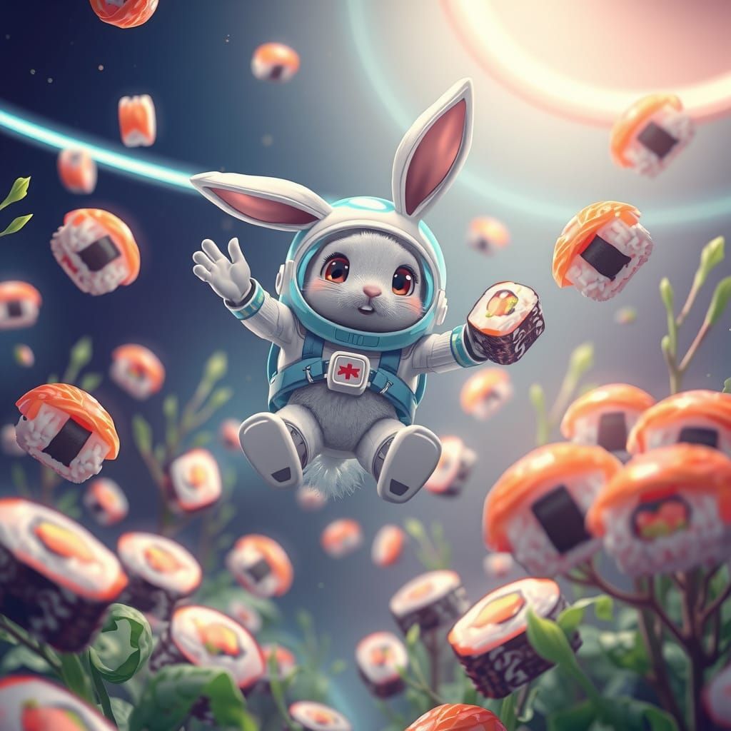 Astronaut Sushi Bunny  by @draconewcal