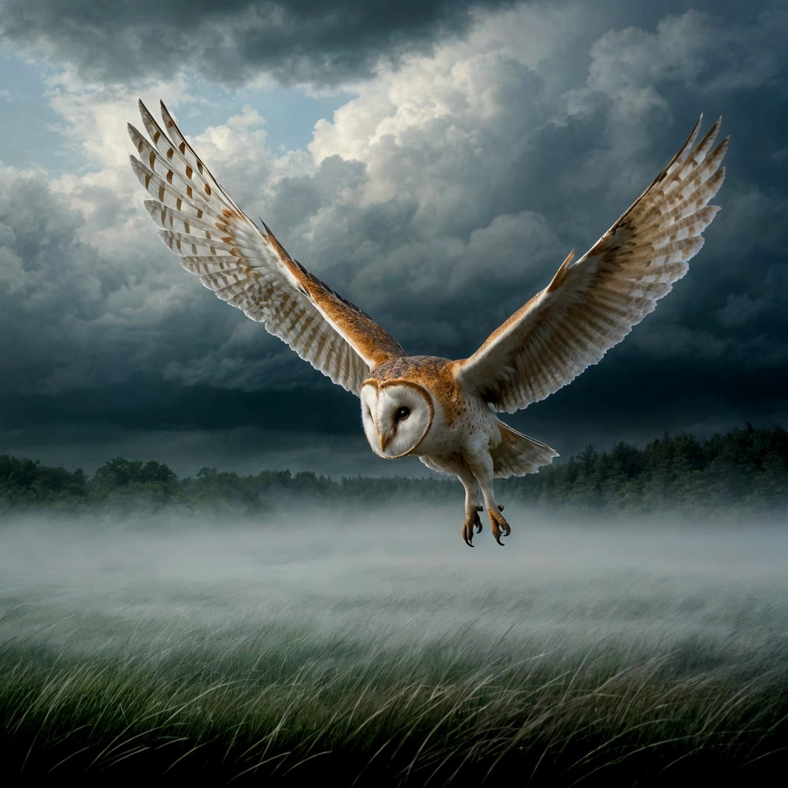 A barn owl in mid-dive (2 likes)  by @h7sus2