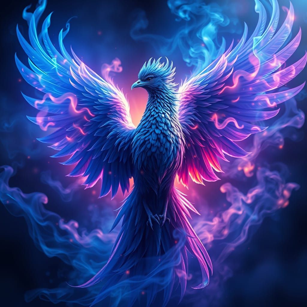 A Phoenix UltraRealistic 4K HD Engulfed in Blue God-Like Flames  by @Nappa
