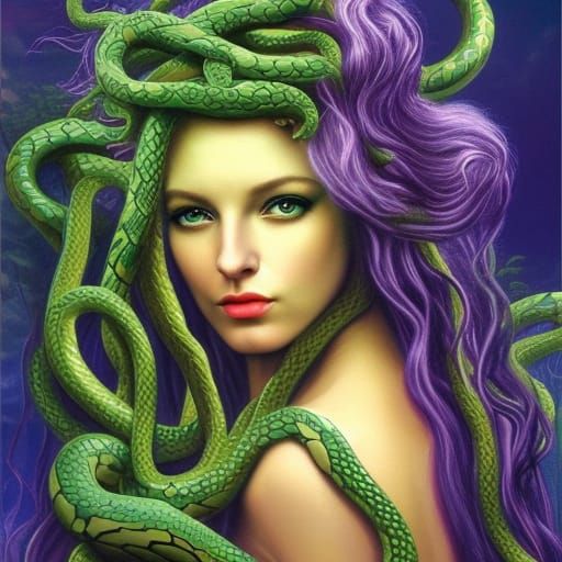 Medusa with living snakes as hair - AI Generated Artwork - NightCafe ...