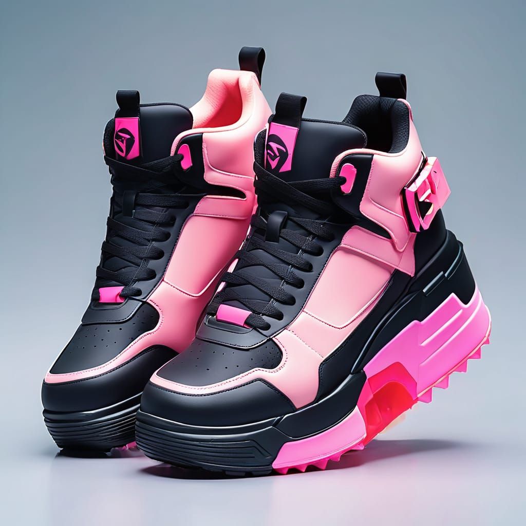 Black and Pink platform sneakers