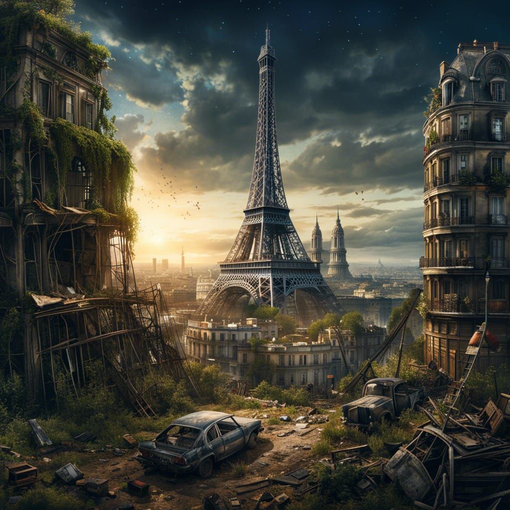 Eiffel Tower and Post-Apocalyptic Paris Skyline.  by @TeeSpect