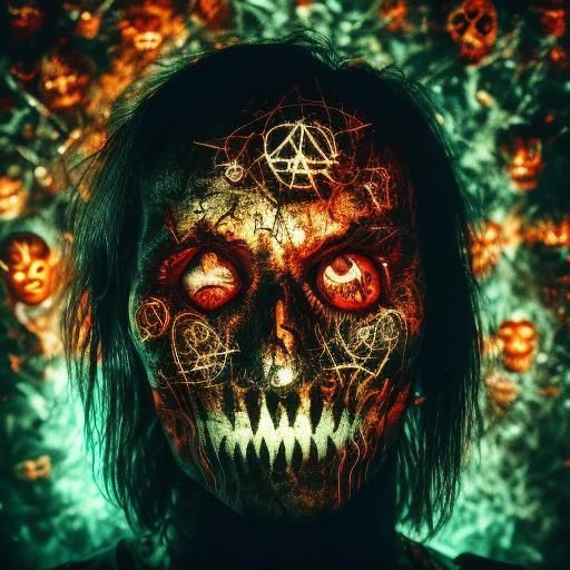 Horror portrait, glowing runes, horror, creepy <lora:Halloween:1.0>