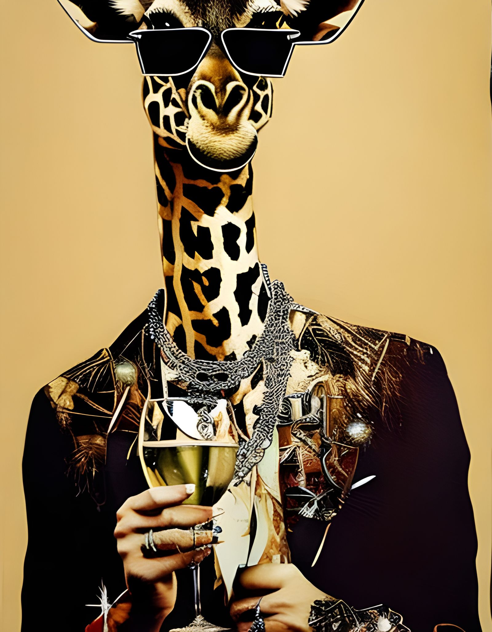 Giraffe with a glass 1 - AI Generated Artwork - NightCafe Creator