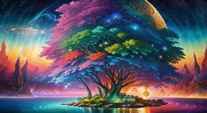 (Island Oasis:1.3) epic cosmic island seascape masterpiece, fantasy ...