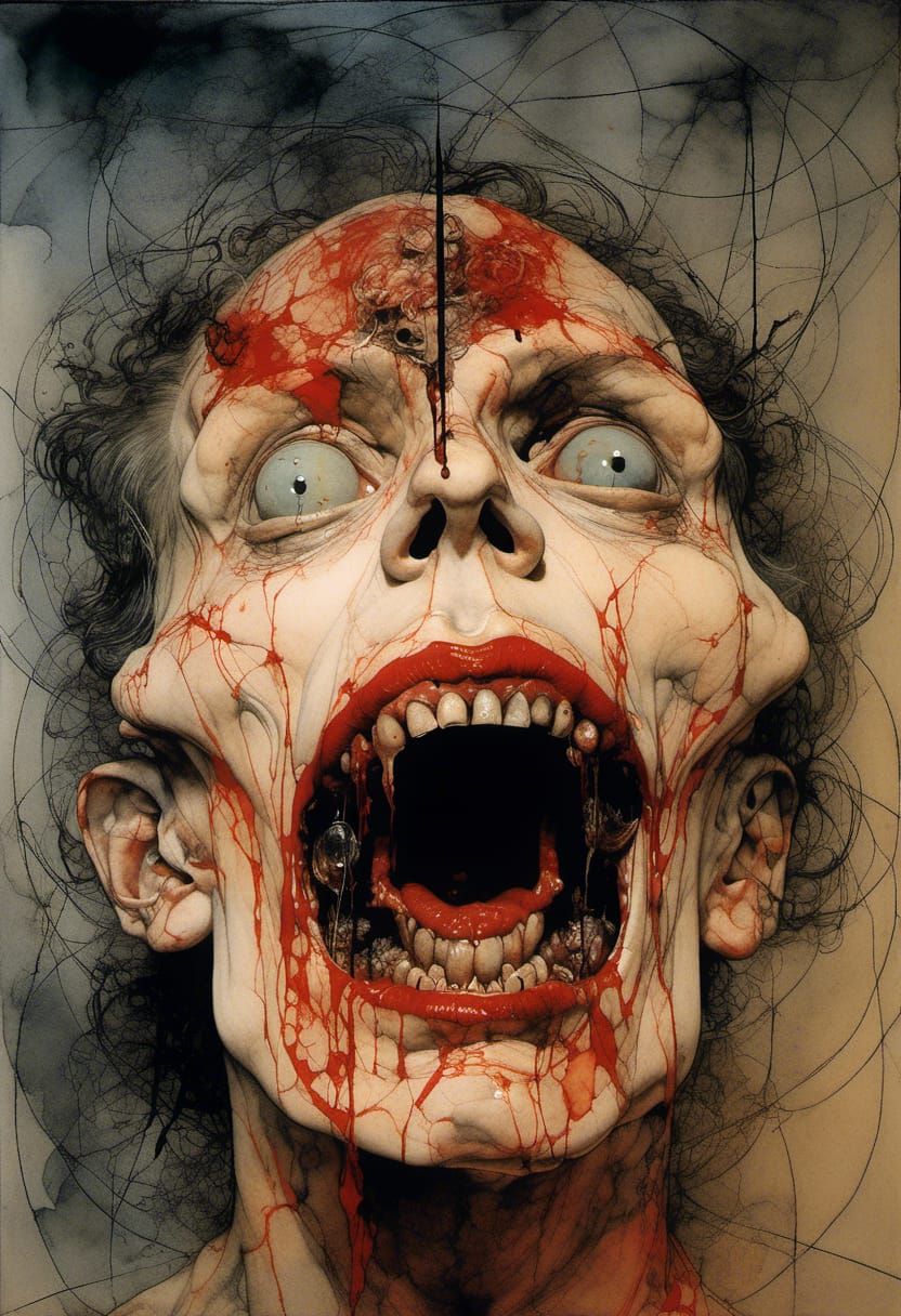 Ethereal Vampire Snarl in Surrealist Style