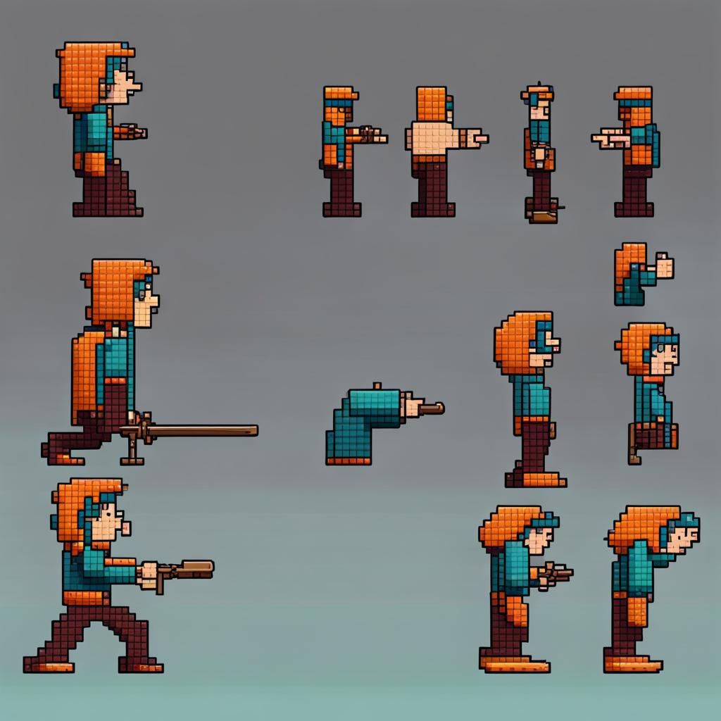 animation frameset of a player pixel art - AI Generated Artwork ...