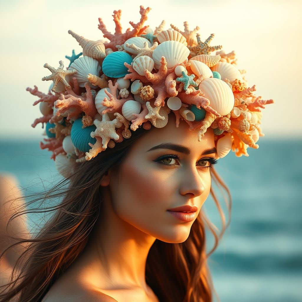 Coral and seashell hat  by @ArwenEvenstar