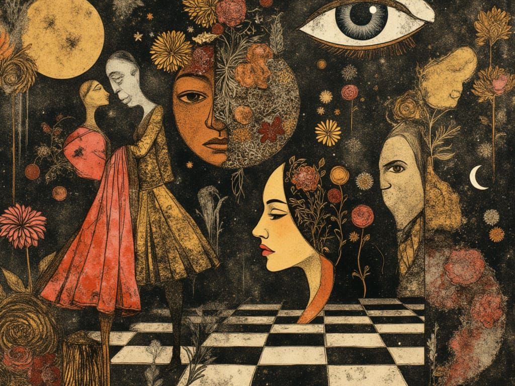 Surreal Abstract Creatures Dancing in Fractal Landscape