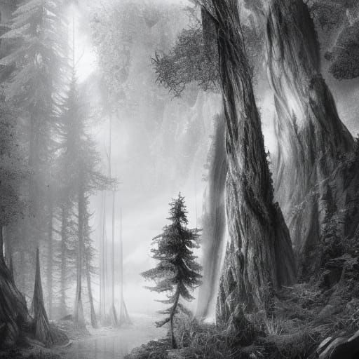 Black and white forest sketch undefined