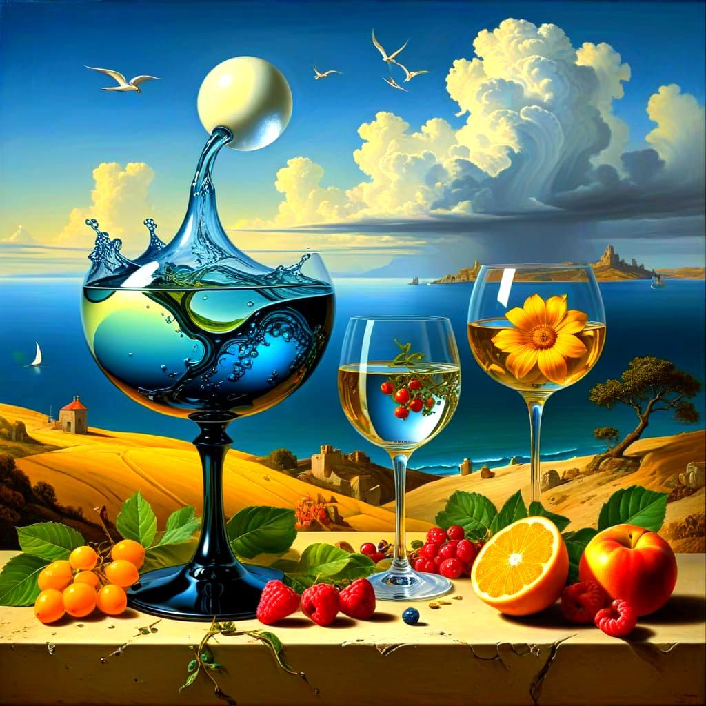 Elegant Surrealistic Still Life with Seascape