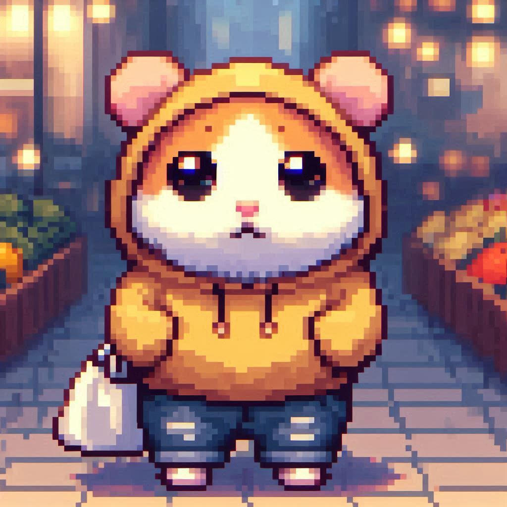 Pixel hamster 🐹 goes shopping