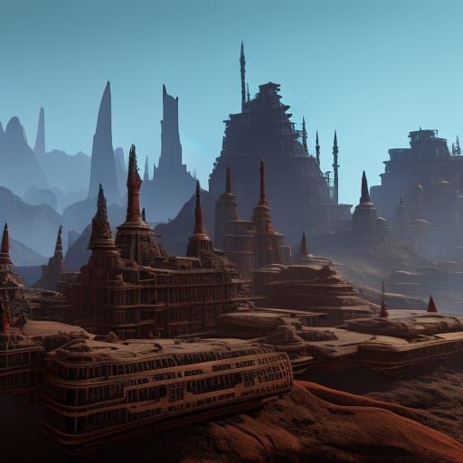 Ruined city on a exotic planet