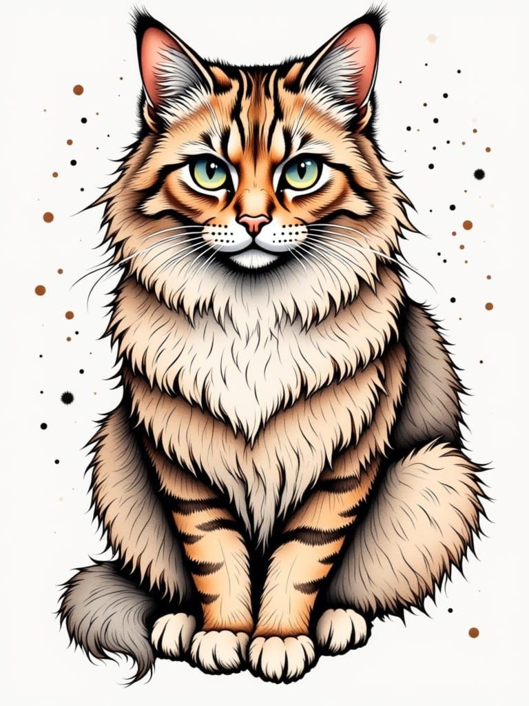 Portrait of majestic Persian cat in henna on <lora:Parchment:1.0> 