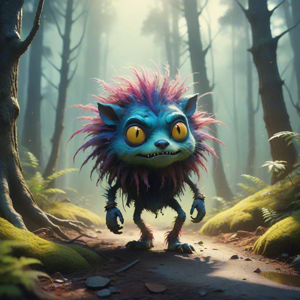 Strange fuzzy critter with unusual legs