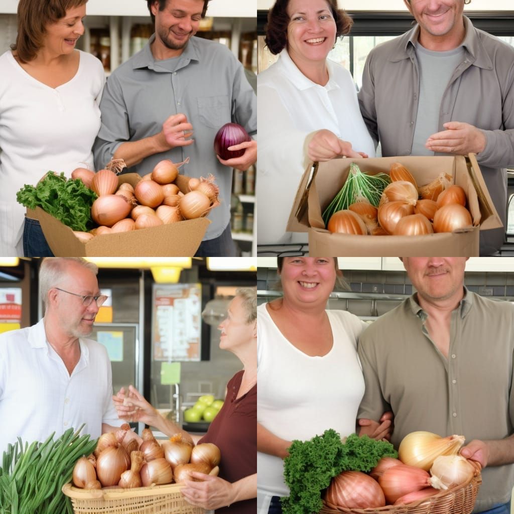 Paul and his wife buying onions