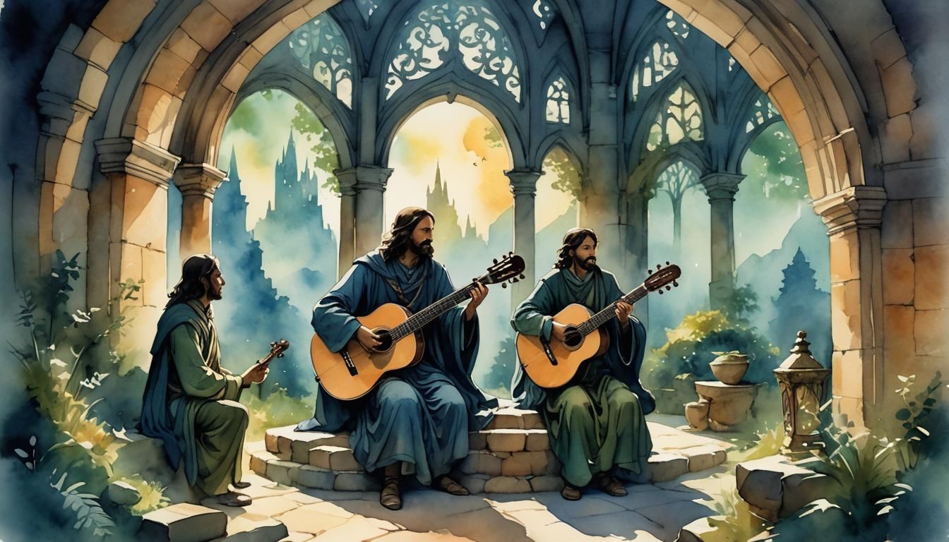 Illustration of Wanderers in that happy valley, Through two luminous