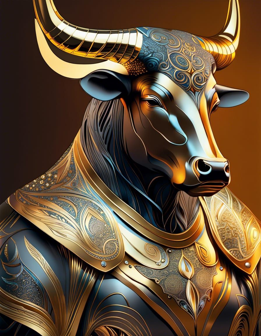 Golden Bull #15 - Ai Generated Artwork - Nightcafe Creator