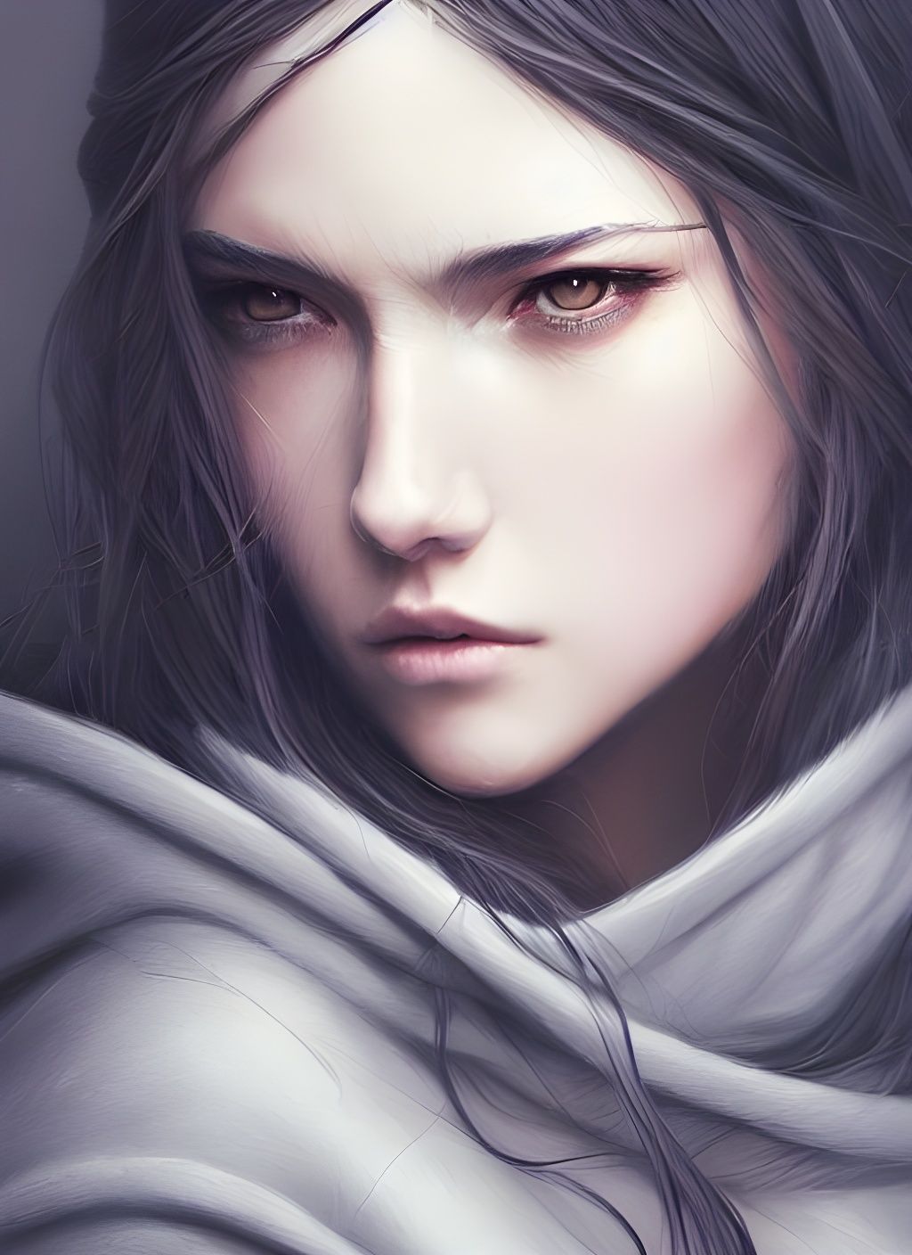 Elegant Woman in Hoodie: Hyperrealistic Digital Illustration