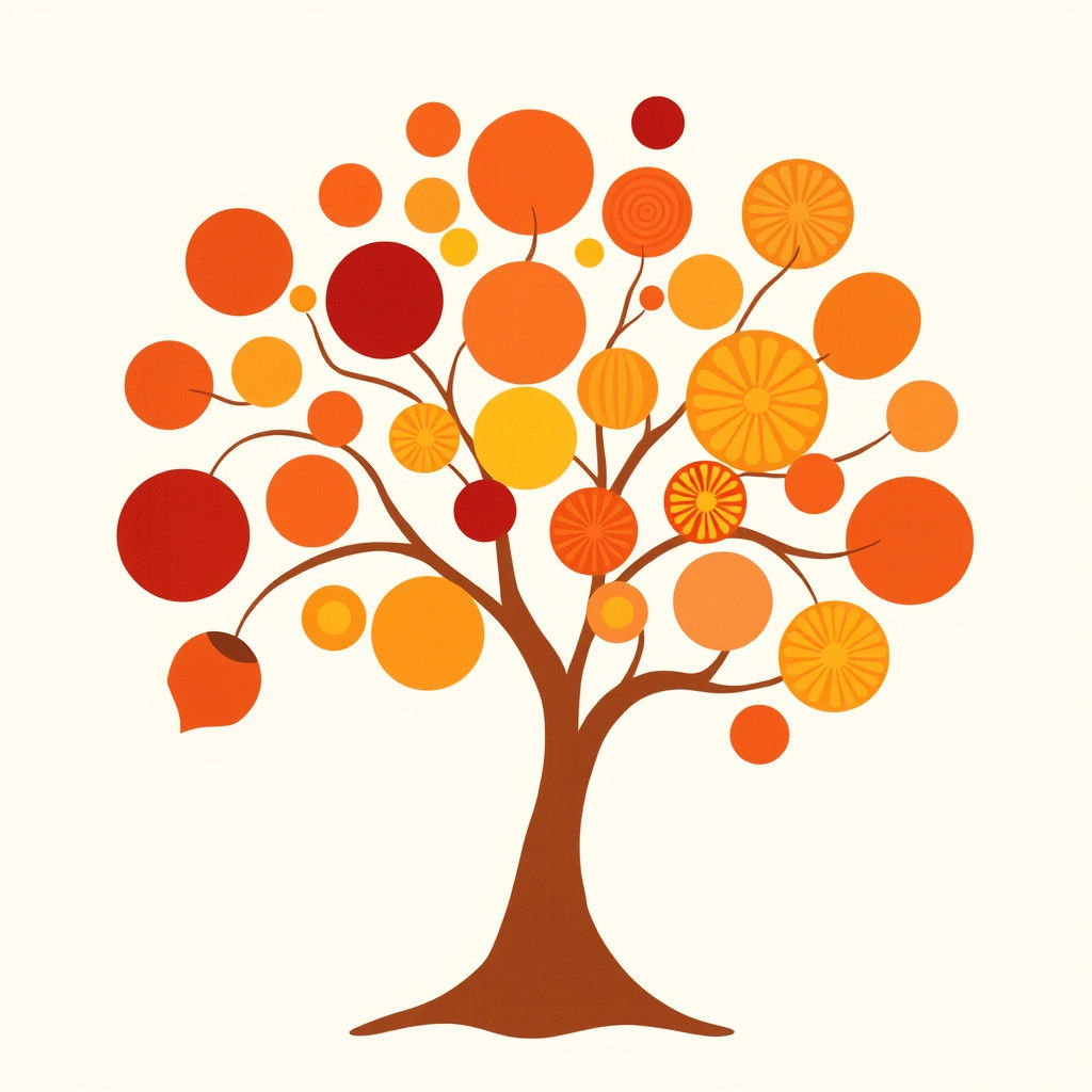 Abstract Autumn Tree in Geometric Style