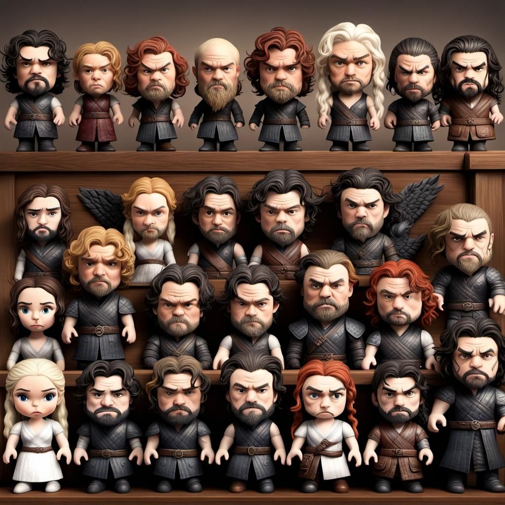 Bobble-head dolls of "The Game of Thrones" characters.