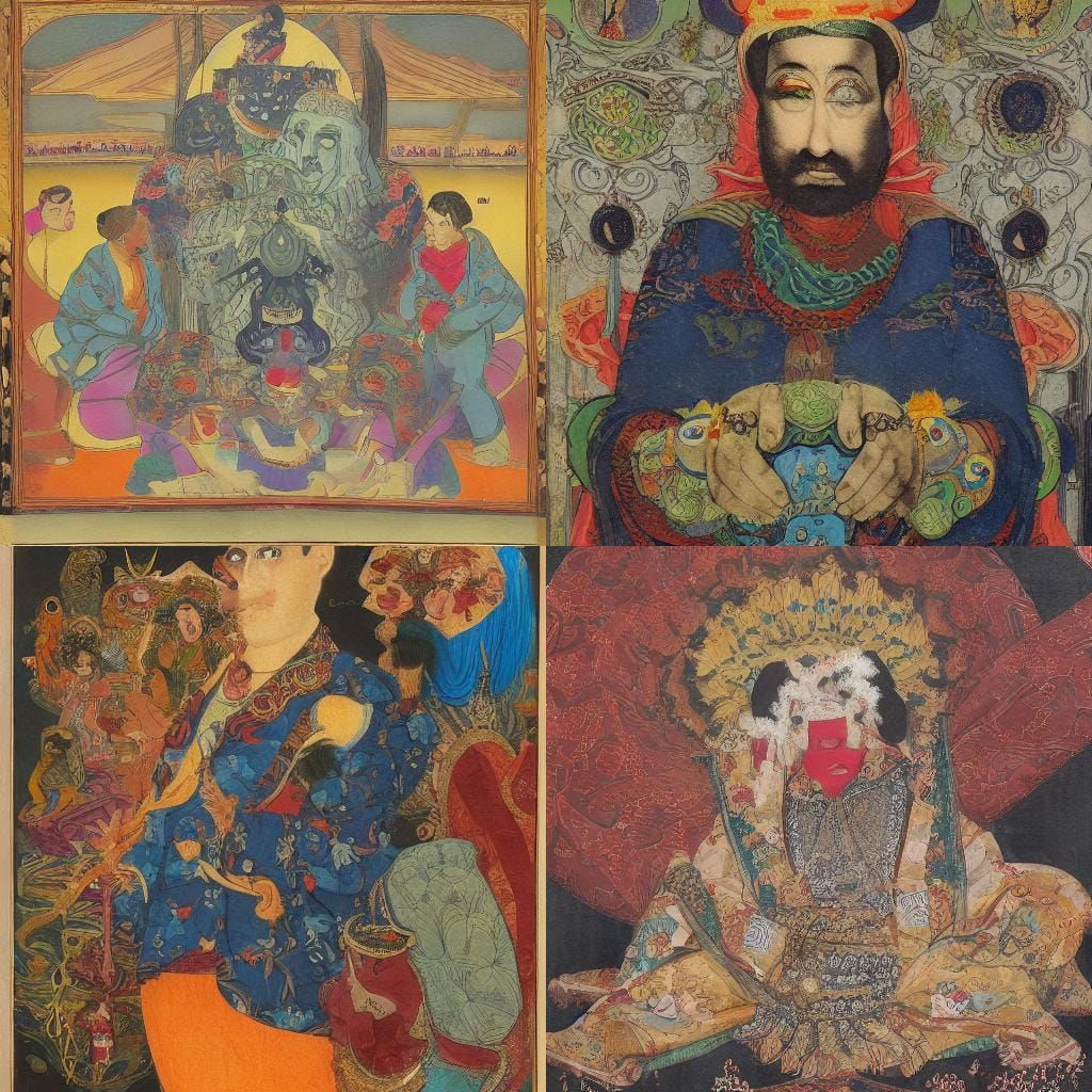 Grotesque Monstrous Genie Qajar art renaissance painting hyp...