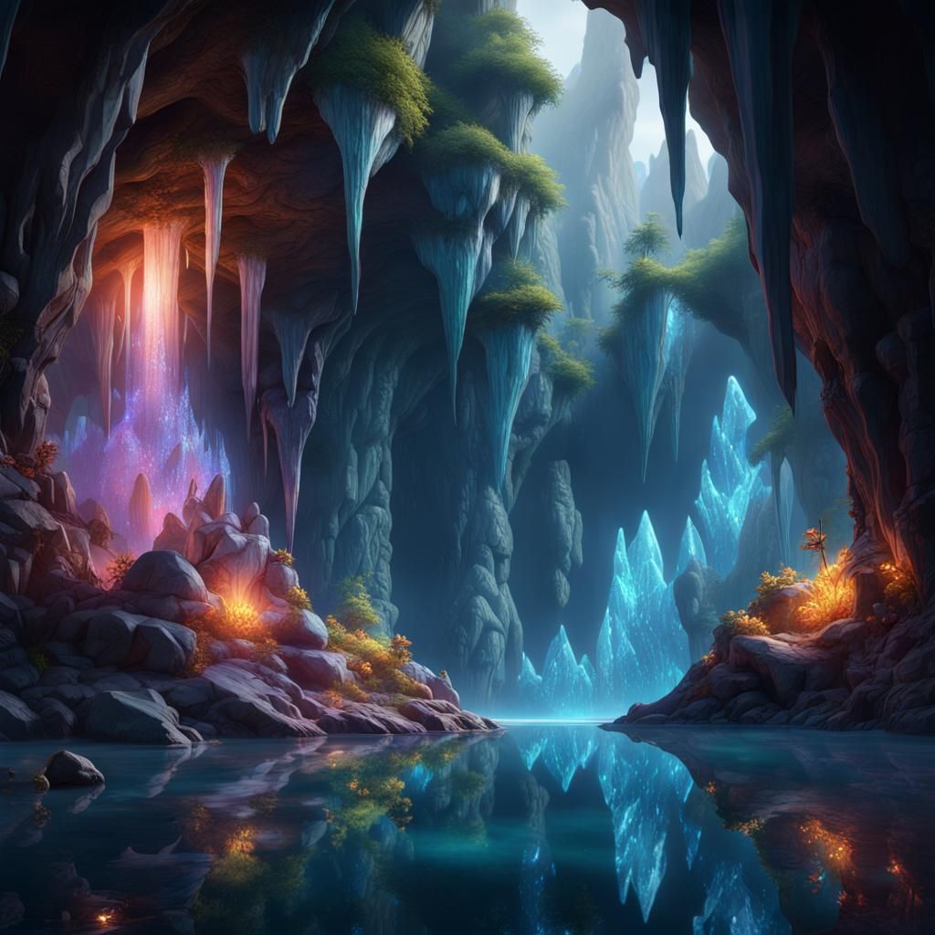 crystal caves - AI Generated Artwork - NightCafe Creator