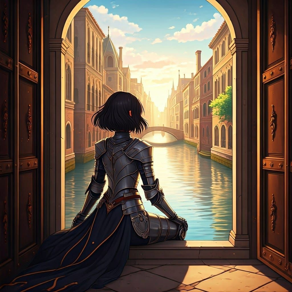 Elegant Templar Maiden Adorns Renaissance Palace