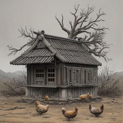 Ink Painting of Chickens by Earth Stove