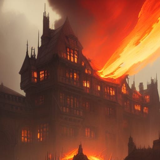 Castle on fire