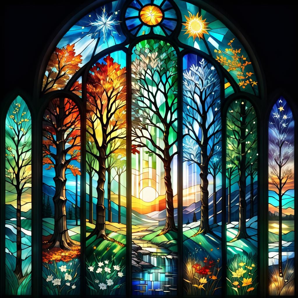 Four Season Trees  by @PoisonDwarf