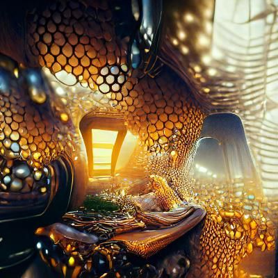 The inside of a futuristic type beehive - AI Generated Artwork