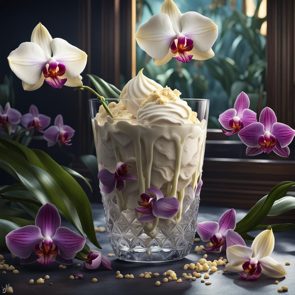 Vanilla Ice Cream & vanilla planifolia orchid flowers  by @pedrobrito2004