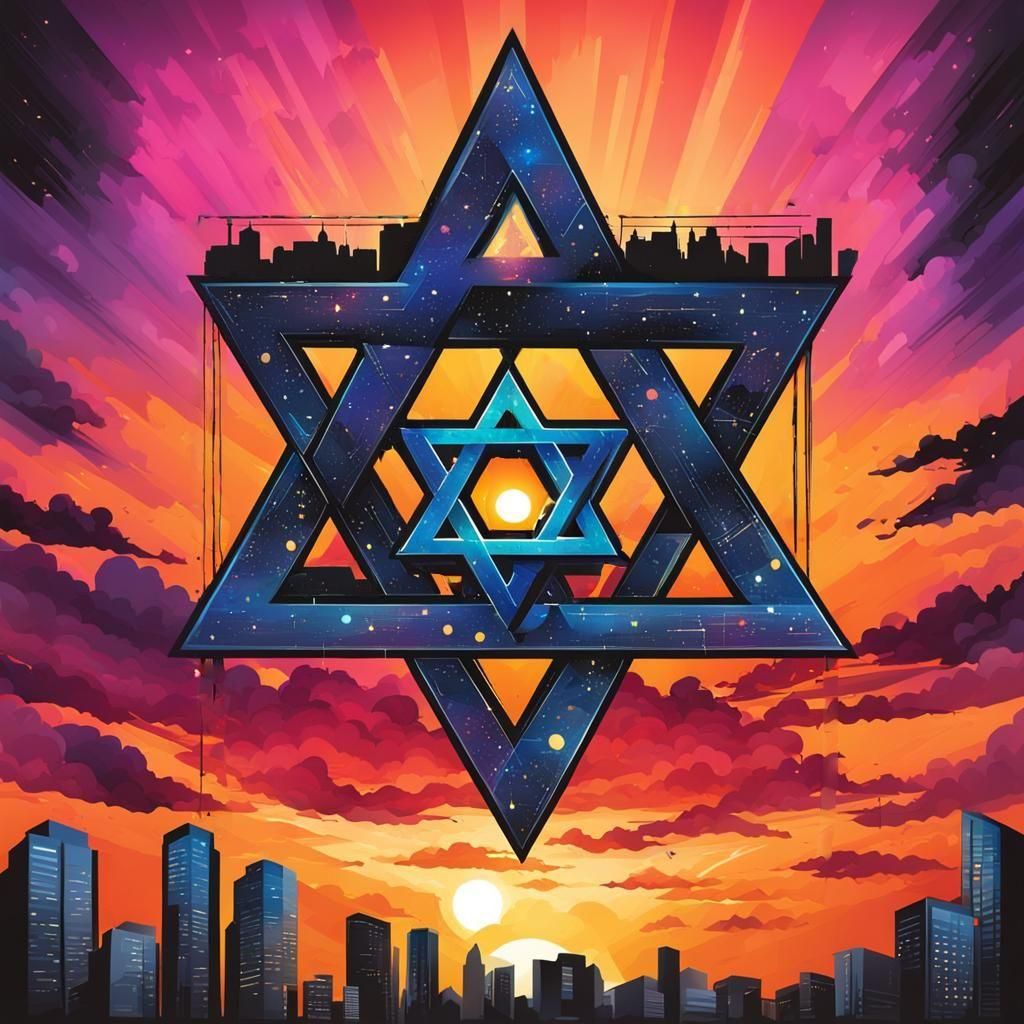 Sunset with Star of David Silhouette