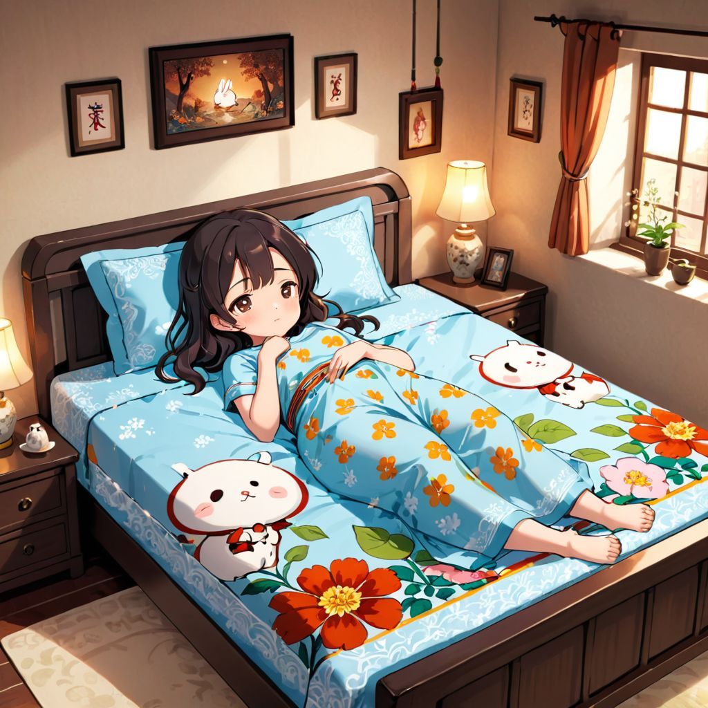 Laying on rabbit bed sheets