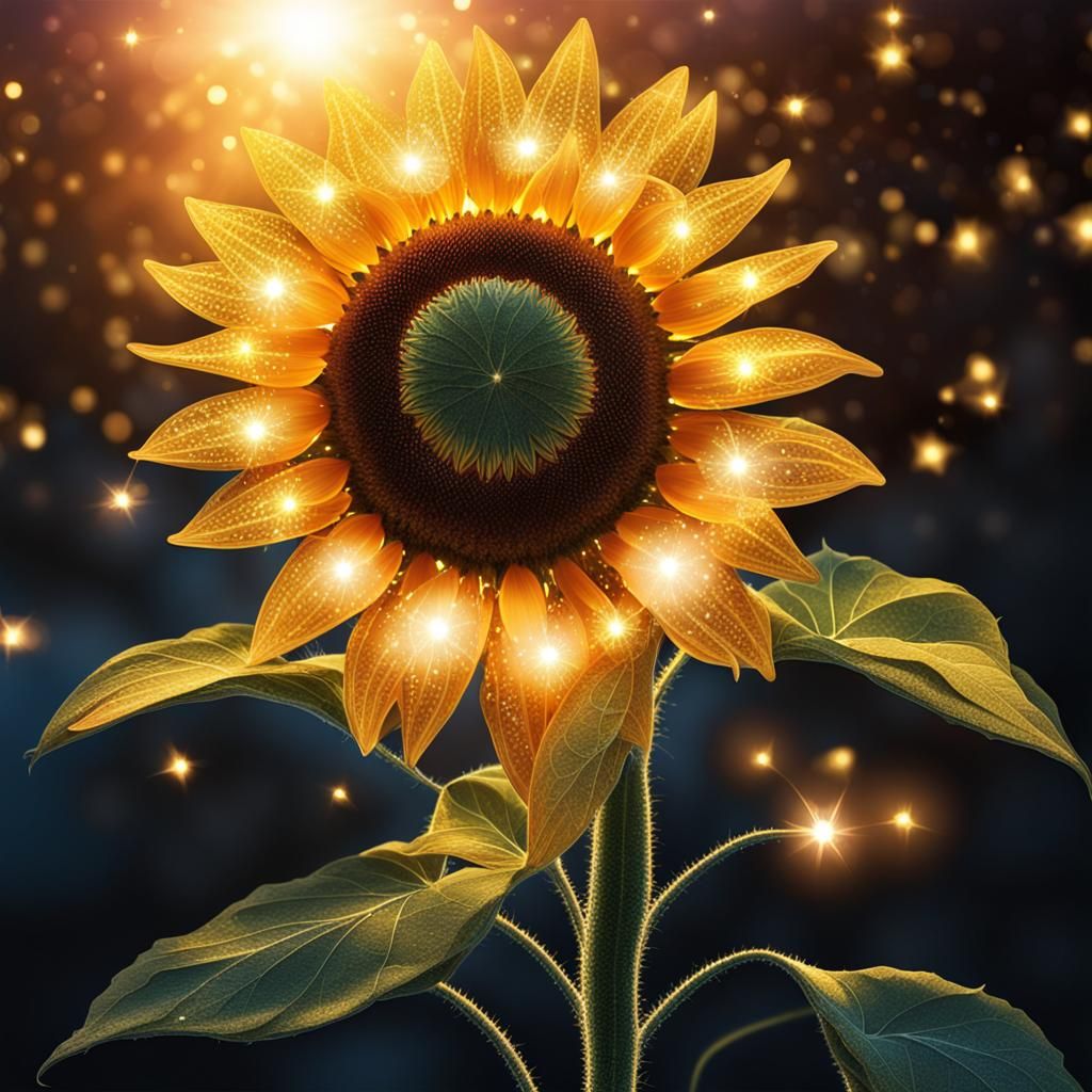 Magical sunflower glowing sparkling - AI Generated Artwork - NightCafe ...