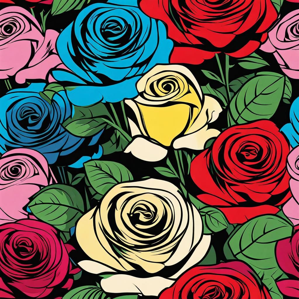 Bouquet of Roses. Pop Art. - AI Generated Artwork - NightCafe Creator