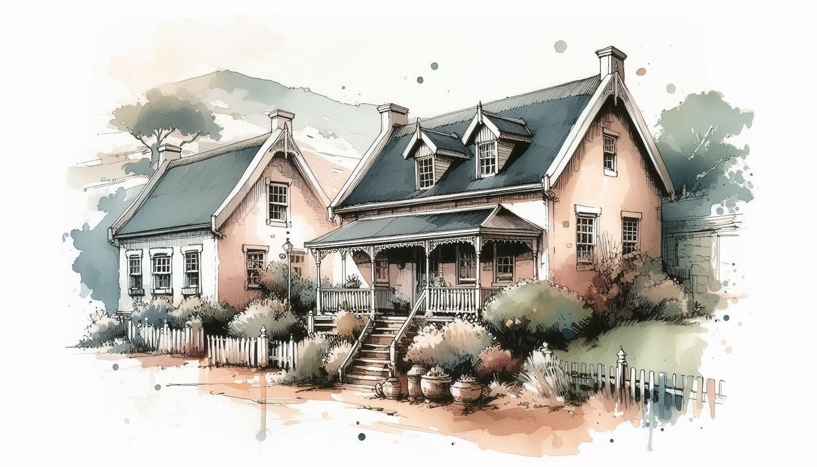 South African dwellings in pen & watercolour 13